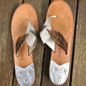 Jack rogers gold leaf flip flops